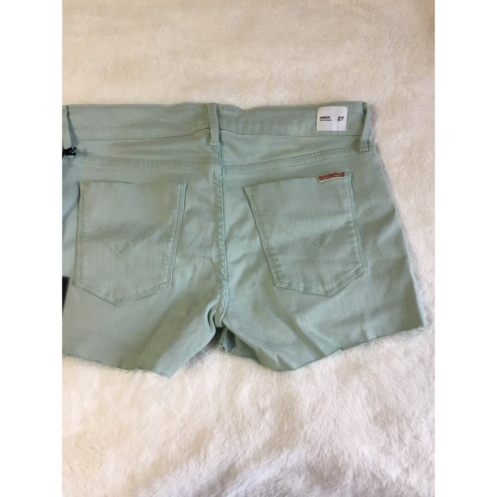 Hudson Wild Green Denim Amber Fray Hem Shorts - Picture 8 of 13